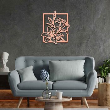 Handmade Wooden Lily Floral Wall Art For Living Room Or Bedroom, 4 of 9