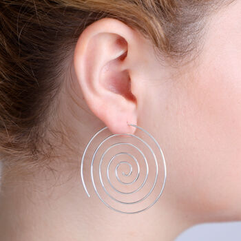 Spiral Sterling Silver Circle Earrings, 2 of 5