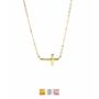 Sideway Cross Necklace Rose Or Gold Plated 925 Silver, thumbnail 1 of 9