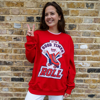 Let The Good Times Roll Women's Roller Skate Sweatshirt, 7 of 10
