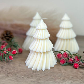 Geometric Christmas Tree Shape Soy Candle Festive Gifts, 5 of 9