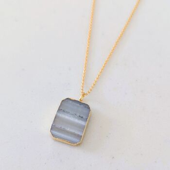 Amethyst Strata Necklace, Grey Toned Horizontal Strata, 7 of 10