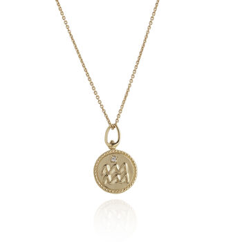 Zodiac Coin Pendant Gold Plated Sterling Silver, 10 of 12