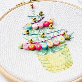 Christmas Tree Mini Embroidery Hoop Kit, 6 of 8