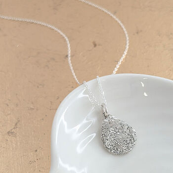 Silver Fingerprint Dewdrop Pendant, 3 of 5