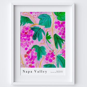 Napa Valley California Art Print, Wine Grapes Poster, 2 of 2