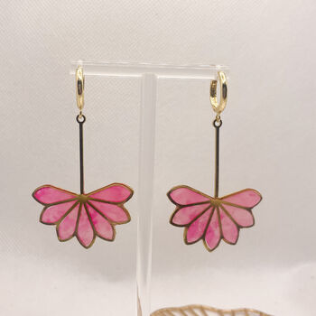 Pink Floral Statement Drop Earrings For Her, 6 of 9