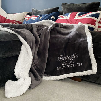 Personalised 80th Birthday Sherpa Blanket, 10 of 12