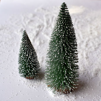 Set Of Two Snowy Bottle Brush Christmas Trees, 2 of 7