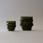 Set Of Two Large Handblown Glass Candle Holder – Green Wave Form, thumbnail 1 of 2