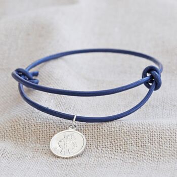 Personalised Engraved St Christopher Leather Bracelet, 9 of 12