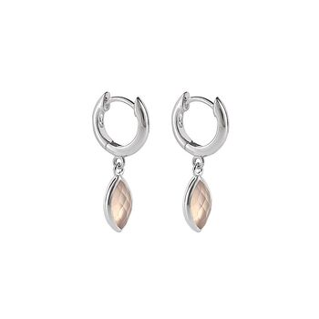 Sterling Silver Pink Chalcedony Huggie Hoop Earrings, 3 of 7