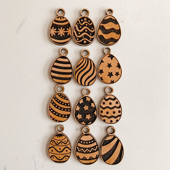 Set Of Easter Wooden Glass Charms, 6 of 6