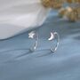 Mismatched Moon And Star Huggie Hoop Earrings In Sterling Silver, thumbnail 1 of 11