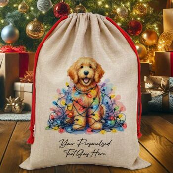 Personalised Golden Doodle In Christmas Lights, 7 of 10