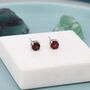 Sterling Silver Genuine Garnet Stud Earrings, thumbnail 2 of 11