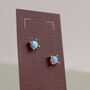 Blue Opal Sterling Silver Gold Stud Earrings, thumbnail 4 of 5