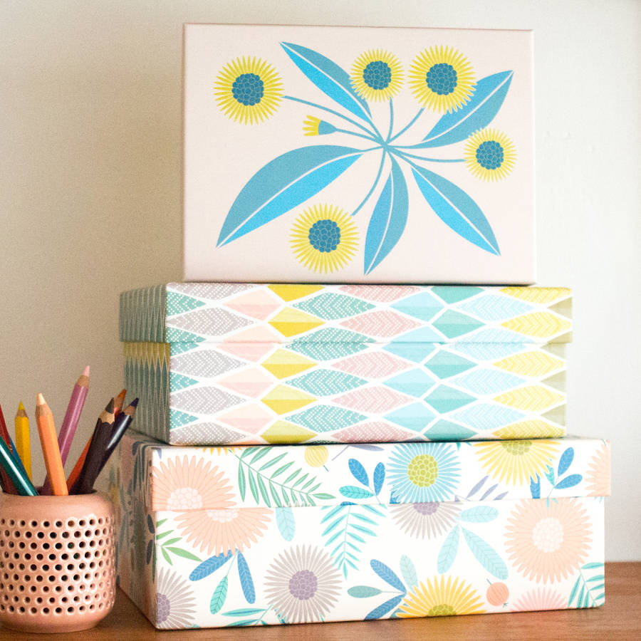 Set Of Three Floral Storage Boxes By Berylune