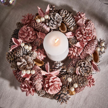 Pink Christmas Candle Holder Table Centrepiece, 2 of 4