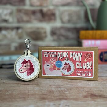 Welcome To The Pink Pony Club! Pony Mini Matchbox Cross Stitch Kit, 2 of 7