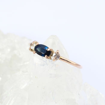 Tasia 9ct Gold Oval Blue And White Sapphire Ring, 2 of 4