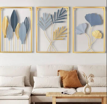 Subtle Soft Shades Of Blue And Gold Wall Art Decor, 11 of 11