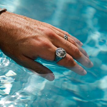 Mens Gold Plated Stainless Steel World Map Ring For Men, 8 of 12