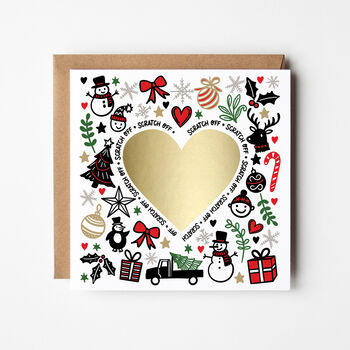 Surprise Scratch Reveal Christmas Card With Gold Heart, 2 of 3