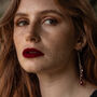 Blood Red Cut Glass Waterfall Earrings, thumbnail 2 of 5