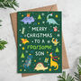 Dinosaur Christmas Card For Son, thumbnail 1 of 3