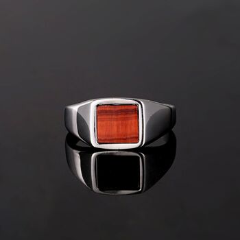 Men's Red Tigers Eye Gold Signet Ring For Men, 8 of 12
