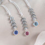 Silver Plated Leaf Chain Birthstone Necklace, thumbnail 4 of 10