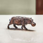 Miniature Bronze Hippo Sculpture 8th Anniversary Gift, thumbnail 1 of 12