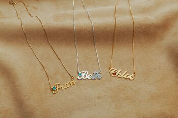 Personalised Name Necklace With Birthstone, 2 of 12