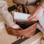 Brown Leather Laptop Backpack With Front Pocket, thumbnail 2 of 5