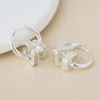 Silver Plated Hoop And Square Crystal Ring Hoop Earrings – 15mm, thumbnail 3 of 6