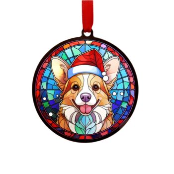 Corgi In Santa Hat Suncatcher Decoration, 5 of 6