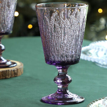 Set Of Six Floral Coloured Glass Wine Goblets, 3 of 3