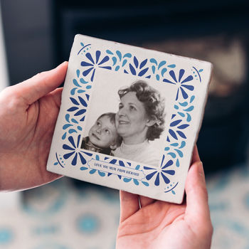 Personalised Portuguese Style Photo Tile With Text, 5 of 7