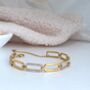 18k Gold Cz Paperclip Link Chain Bracelet Waterproof Adjustable Jewellery Gift For Her, thumbnail 1 of 5