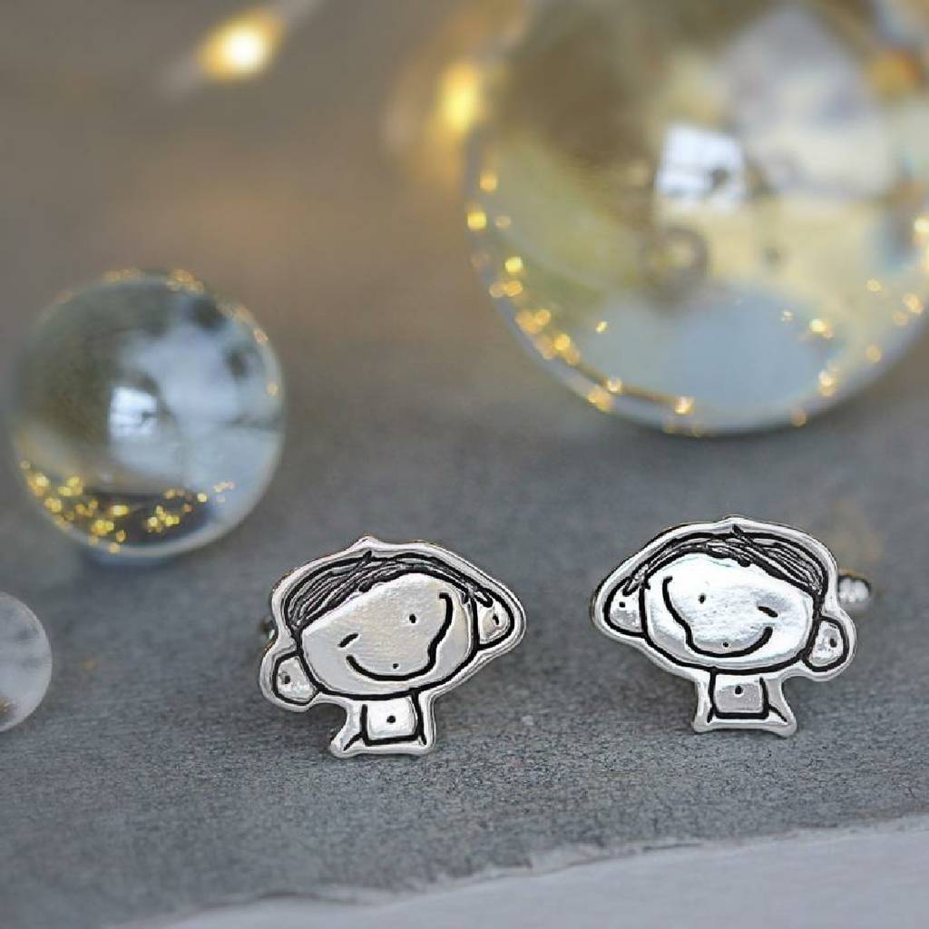 Image of Personalised Silver Cufflinks Drawn By Your Child, Silver