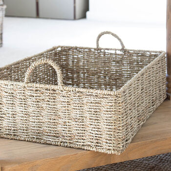 Rectangular Twisted Seagrass Basket With Handles, 4 of 4