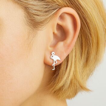 Sterling Silver Flamingo Stud Earrings, 3 of 5