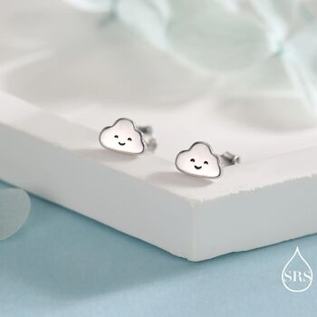 Tiny Cloud Stud Earrings In Sterling Silver, 5 of 12