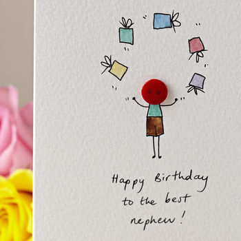Personalised Handmade Button Juggler Birthday Card, 3 of 12