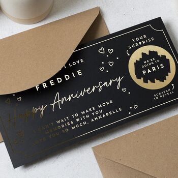 Personalised Paris Scratch Reveal Anniversary Voucher, 4 of 9