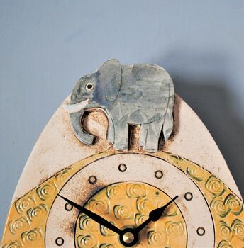 Elephants And Yellow Sand Personalised Wall Clock, 2 of 6