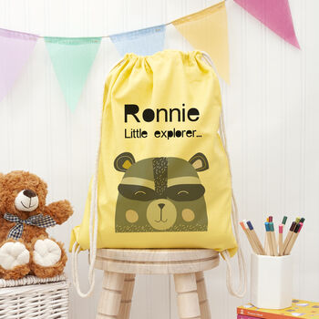 Personalised Children's Raccoon Cotton Nursery Bag, 4 of 12