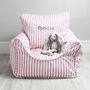 Personalised Childs Pink Stripe Bean Bag Chair, thumbnail 1 of 3