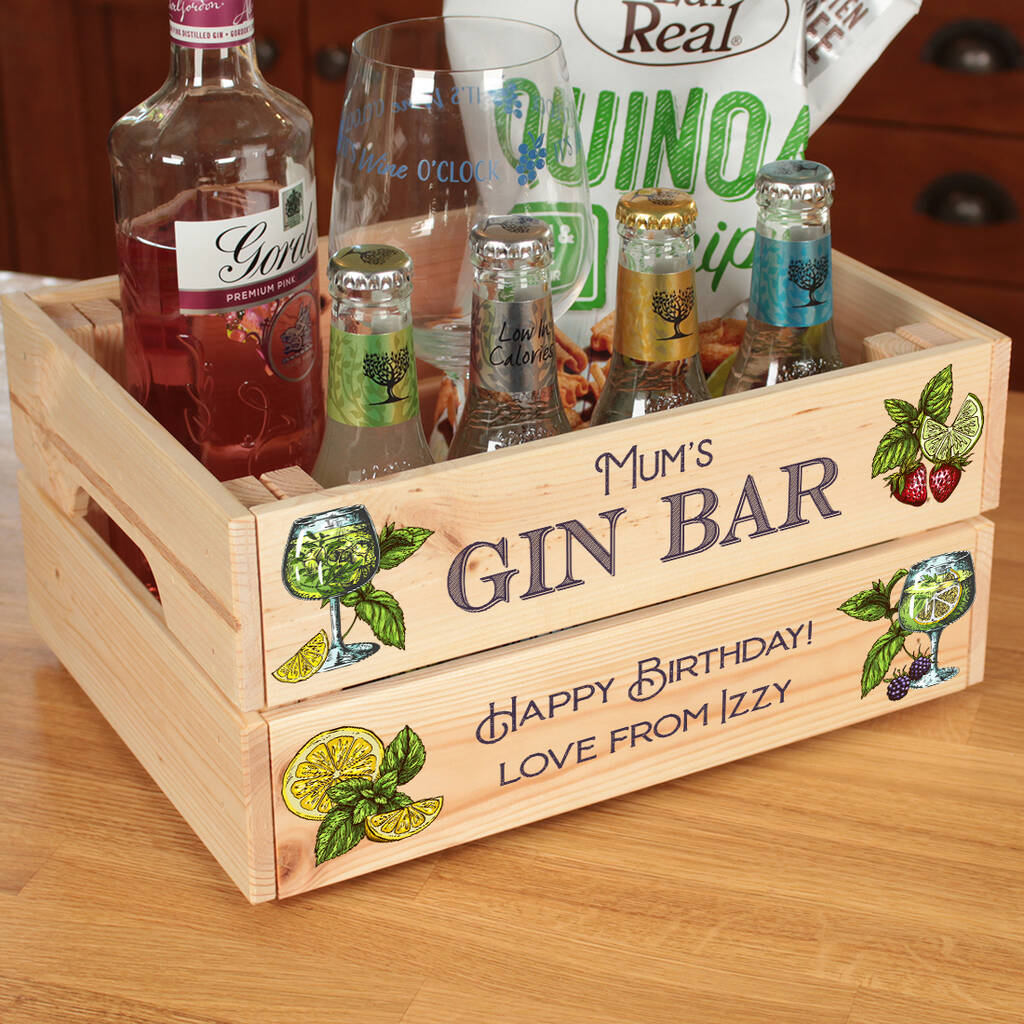 Personalised Gin Bar Treat Hamper Gift Crate